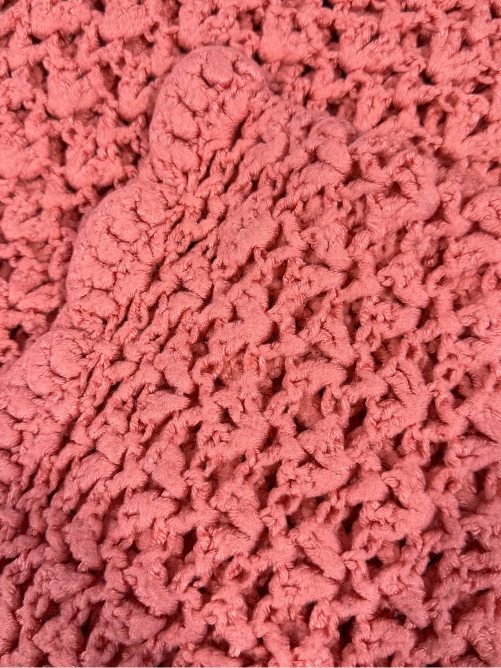 Chunky hand Crochet blanket - Coral Pink